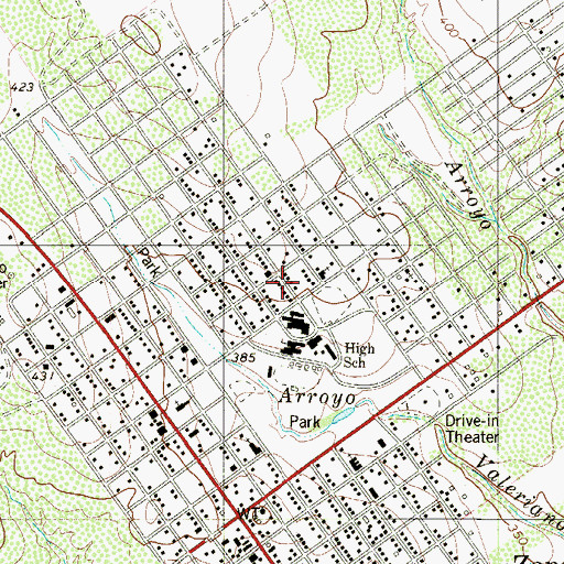 Topographic Map of Zapata Junior High School, TX