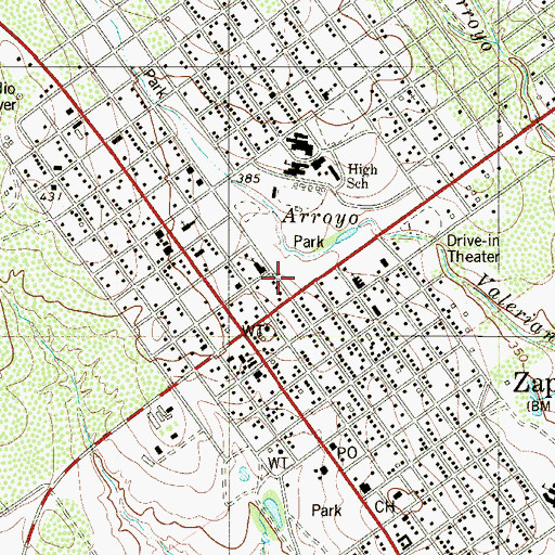 Topographic Map of Zapata North Elementary School, TX