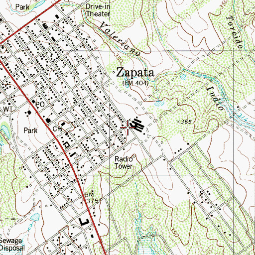 Topographic Map of Zapata South Elementary School, TX