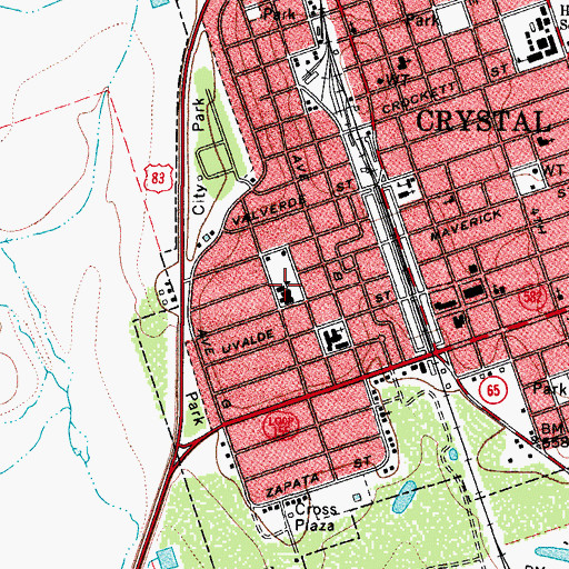Topographic Map of Crystal City Alternatvie School, TX