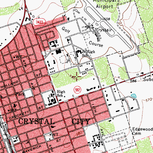 Topographic Map of Crystal City High School, TX