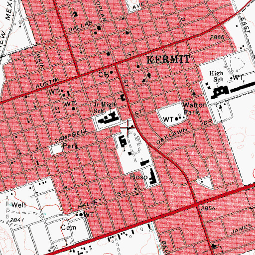 Topographic Map of Purple Sage Elementary School, TX