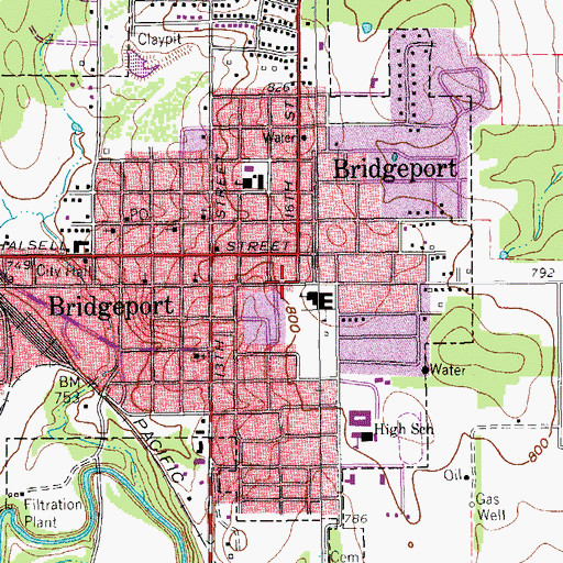 Topographic Map of Bridgeport Elementary School, TX