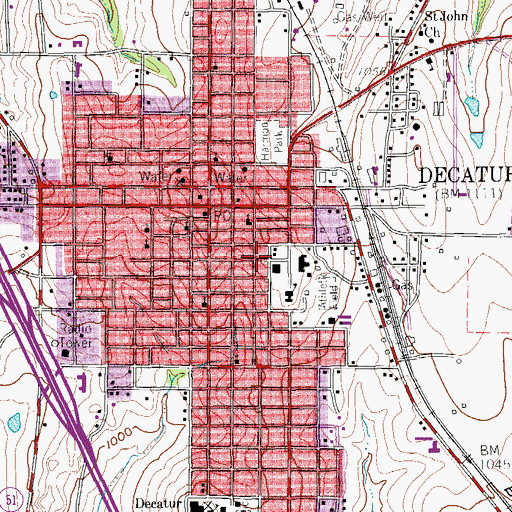 Topographic Map of Decatur Intermediate School, TX