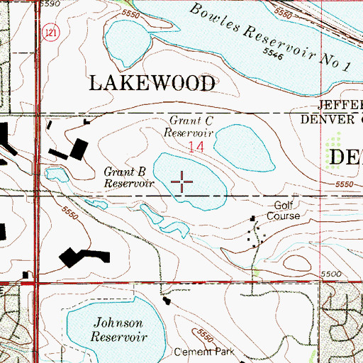 Topographic Map of Grant B Reservoir, CO