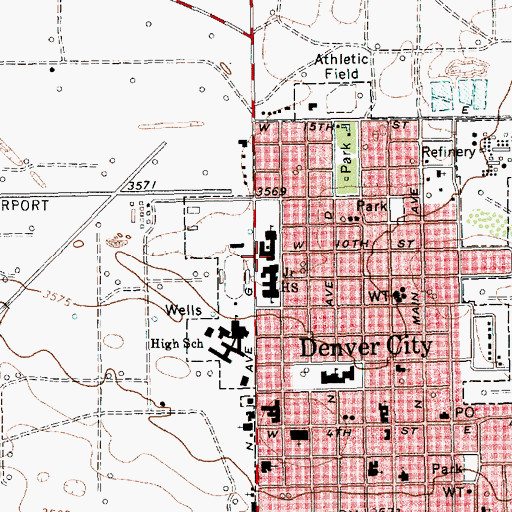 Topographic Map of Denver City Intermediate School, TX