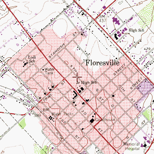 Topographic Map of Floresville Early Childhood Center, TX