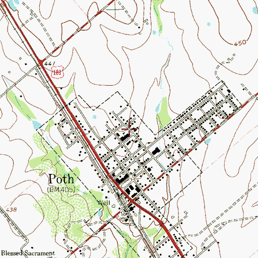 Topographic Map of Poth Junior High School, TX