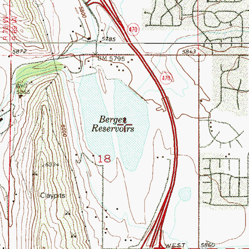 Topographic Map of Bergen East Reservoir, CO