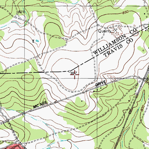 Topographic Map of McNeil High School, TX