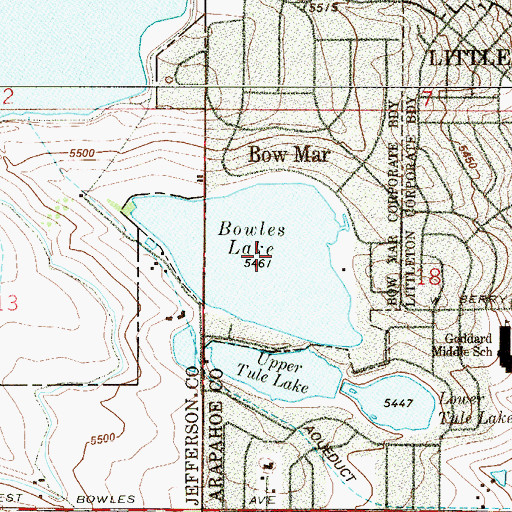 Topographic Map of Bowles Number 1 Dam, CO
