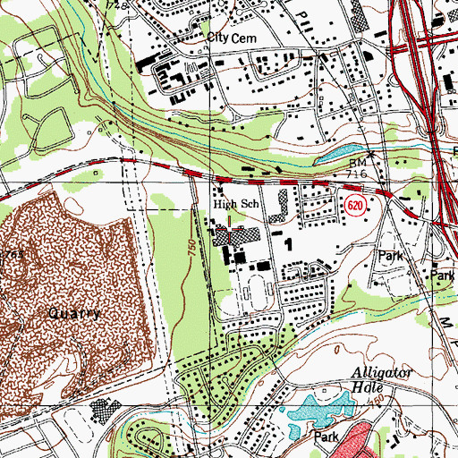 Topographic Map of Round Rock High School, TX