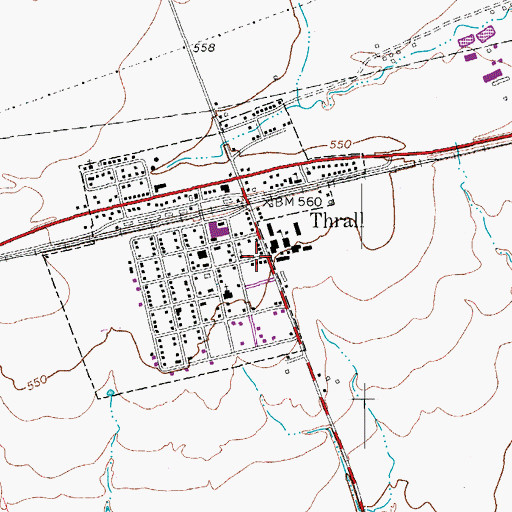 Topographic Map of Thrall Elementary School, TX