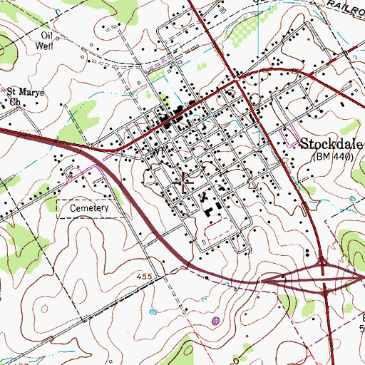 Topographic Map of Stockdale High School, TX