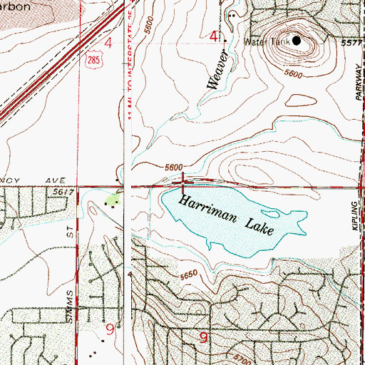 Topographic Map of Harriman Dam, CO