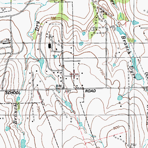 Topographic Map of Gattis Elementary School, TX