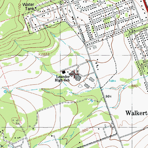 Topographic Map of Leander High School, TX
