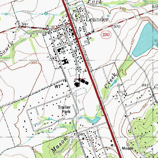 Topographic Map of Leander Middle School, TX