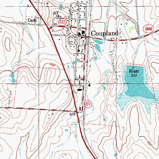 Topographic Map of Coupland Elementary School, TX