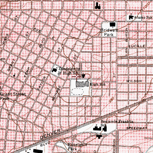 Topographic Map of Wichita Falls High School, TX