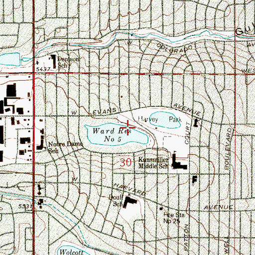 Topographic Map of Ward Number 5 Dam, CO