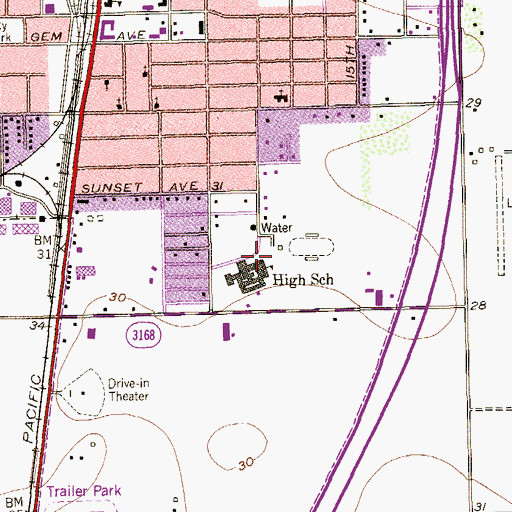Topographic Map of Raymondville Instructional Center, TX