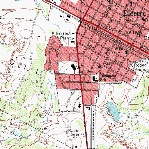 Topographic Map of Electra Junior High School, TX