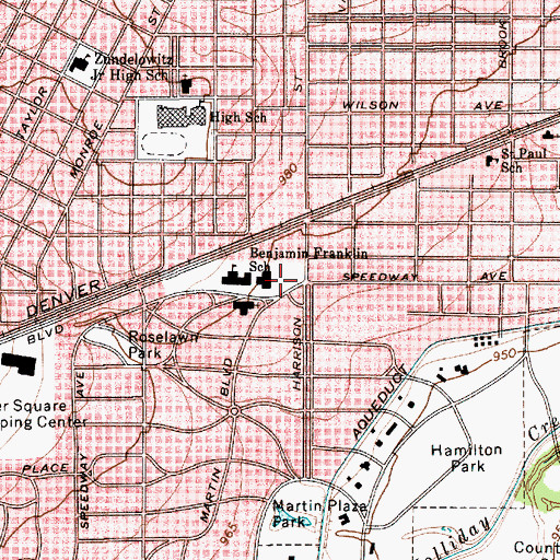 Topographic Map of Franklin Elementary School, TX