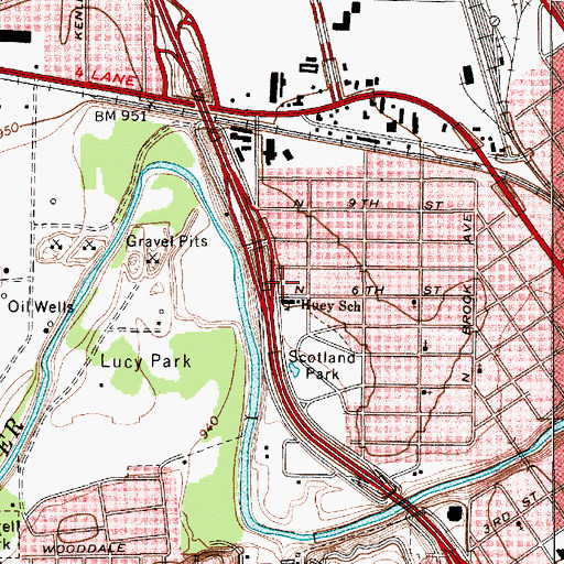 Topographic Map of Huey Elementary School, TX