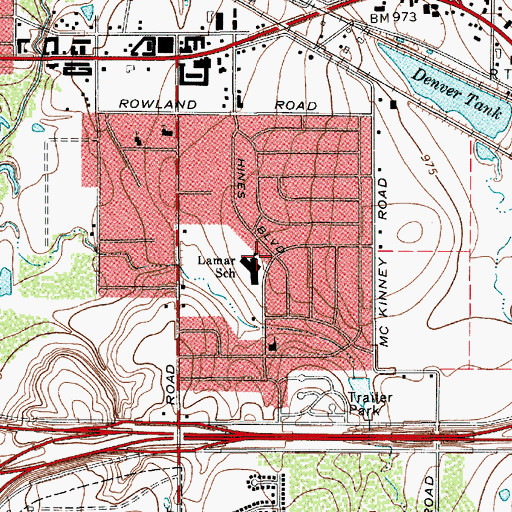 Topographic Map of Lamar Elementary School, TX
