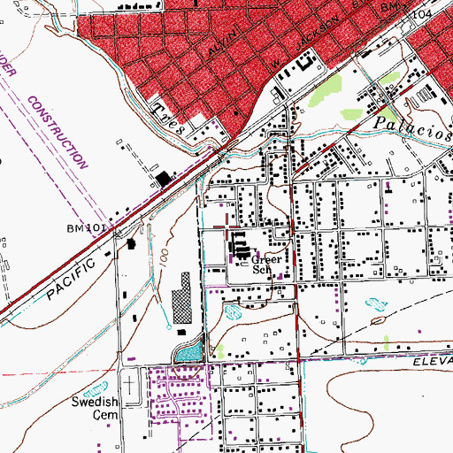 Topographic Map of El Campo Middle School, TX