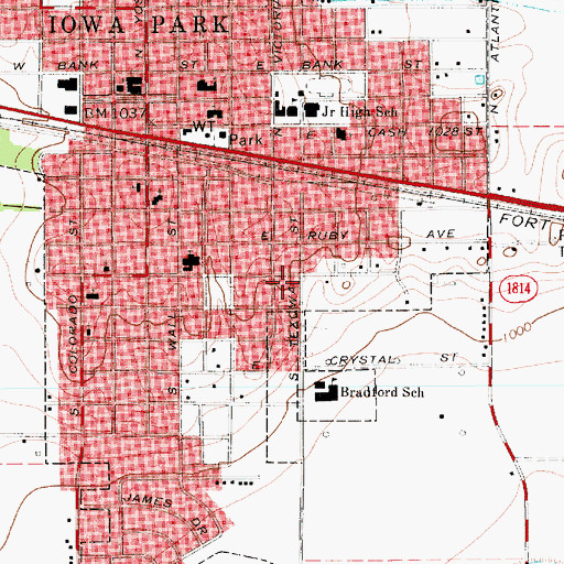 Topographic Map of Bradford Elementary School, TX