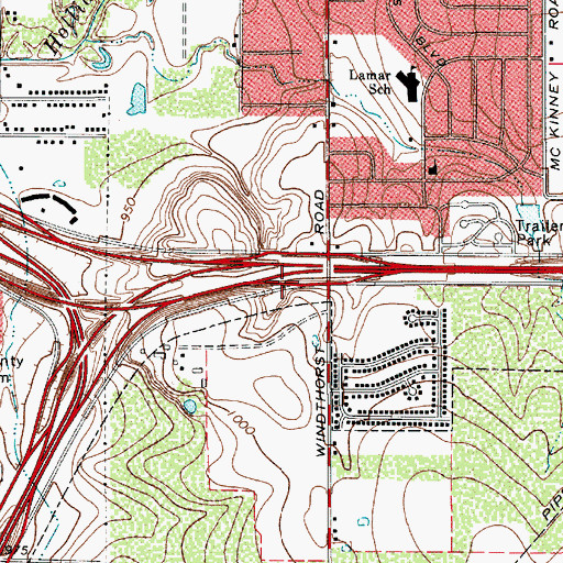 Topographic Map of Bright Ideas Charter School, TX