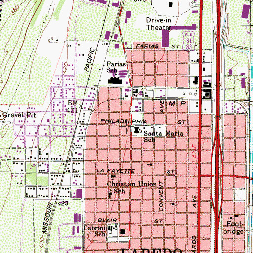Topographic Map of Santa Maria Elementary School, TX