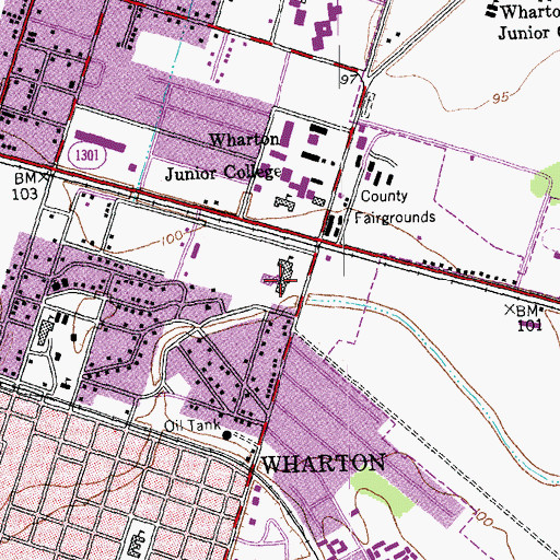 Topographic Map of C G Sivells Elementary School, TX