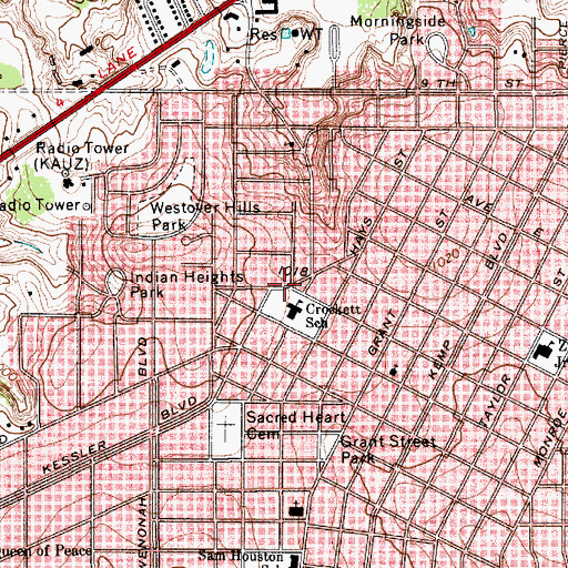Topographic Map of Crockett Elementary School, TX