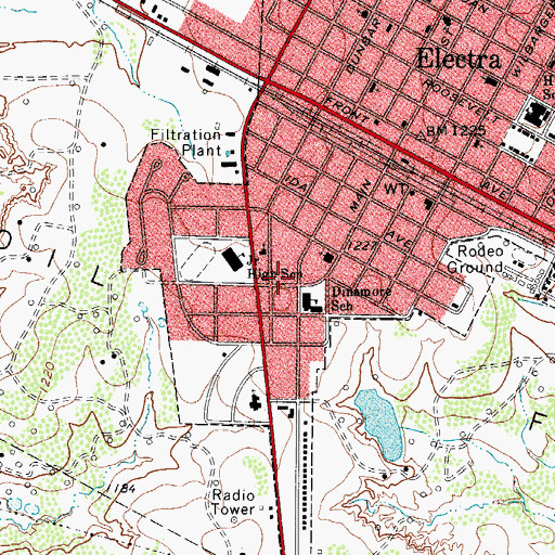 Topographic Map of Dinsmore Elementary School, TX