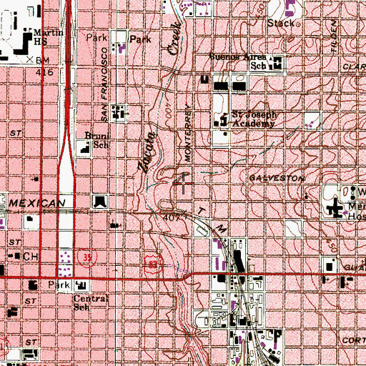 Topographic Map of J C Martin Junior Elementary School, TX