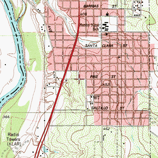 Topographic Map of J Kawas Elementary School, TX