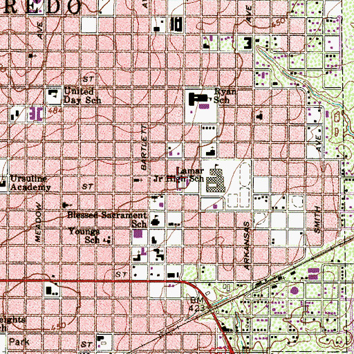 Topographic Map of Lamar Middle School, TX