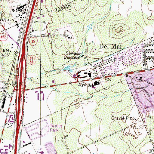 Topographic Map of Nye Elementary School, TX