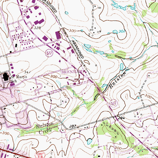 Topographic Map of Brenham Intermediate School, TX