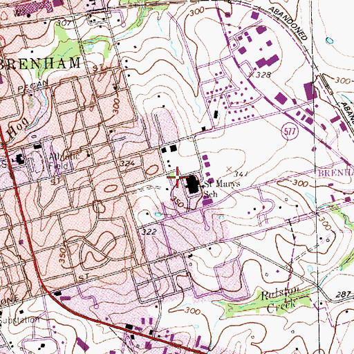 Topographic Map of Brenham Junior High School, TX