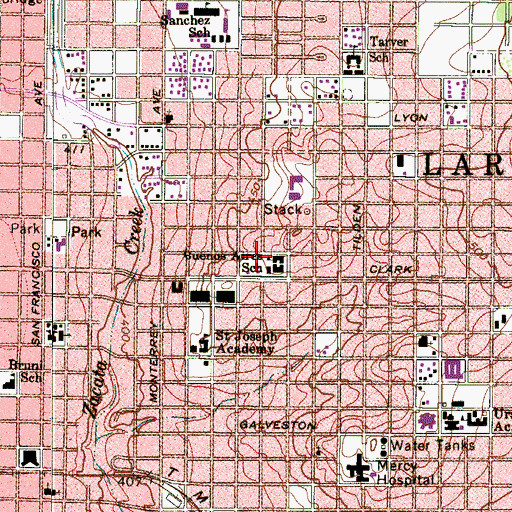 Topographic Map of Buenos Aires Elementary School, TX