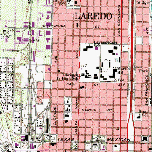 Topographic Map of Christen Middle School, TX