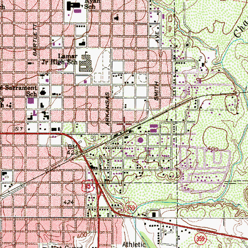 Topographic Map of D D Hachar Elementary School, TX