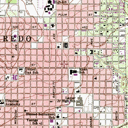 Topographic Map of Ryan Elementary School, TX