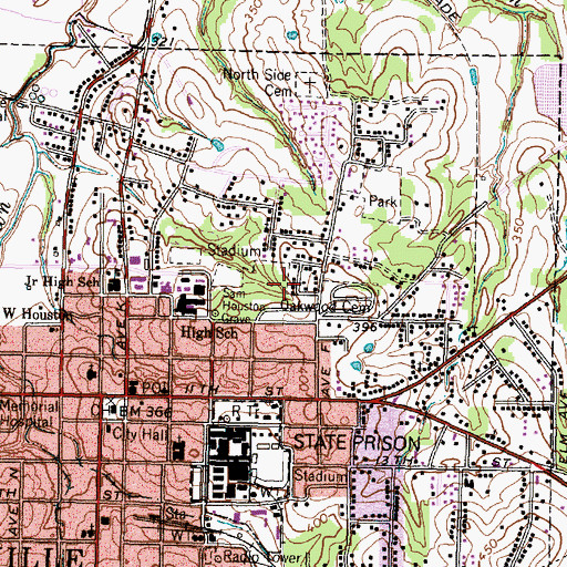 Topographic Map of Mance Park Middle School, TX