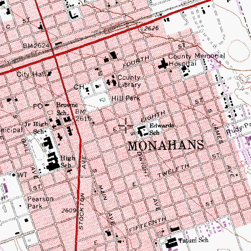 Topographic Map of Edwards Elementary School, TX