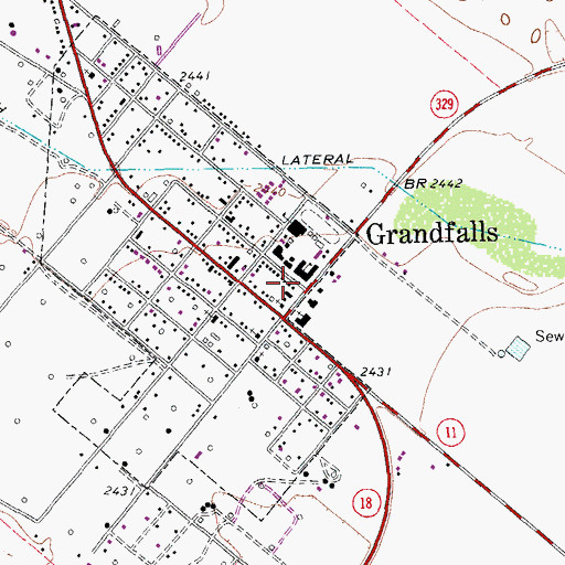 Topographic Map of Grandfalls - Royalty School, TX